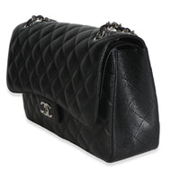 Chanel Black Quilted Caviar Jumbo Double Flap Bag Handbag 2