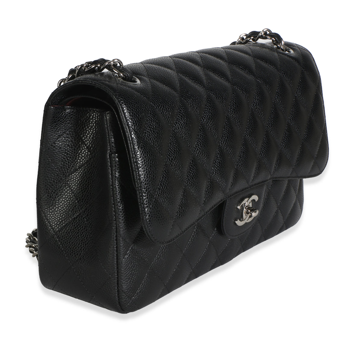 Chanel Black Quilted Caviar Jumbo Double Flap Bag Handbag 3