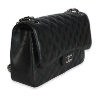 Chanel Black Quilted Caviar Jumbo Double Flap Bag Handbag 3