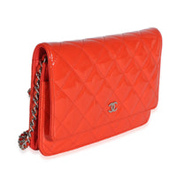 Chanel Red Quilted Patent Classic Wallet On Chain Handbag 3