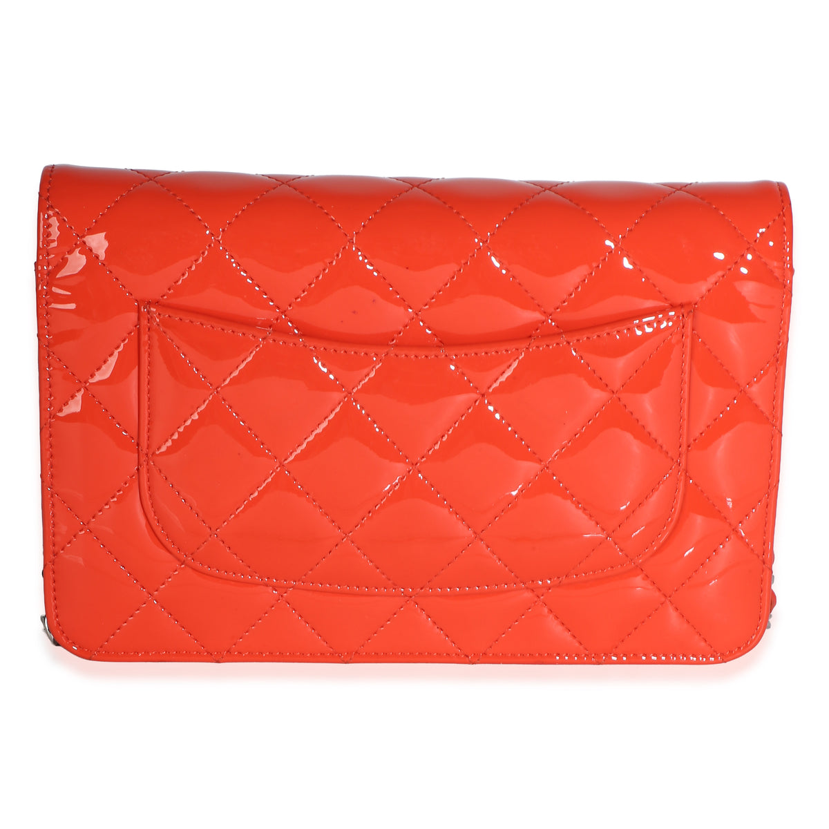 Chanel Red Quilted Patent Classic Wallet On Chain Handbag 4