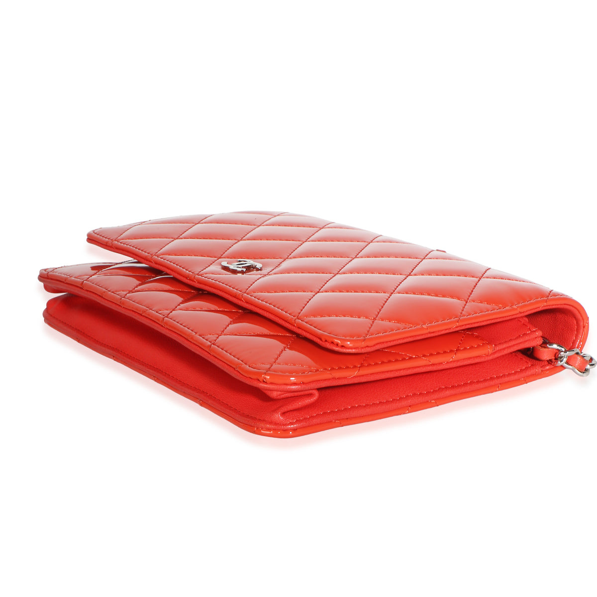 Chanel Red Quilted Patent Classic Wallet On Chain Handbag 6