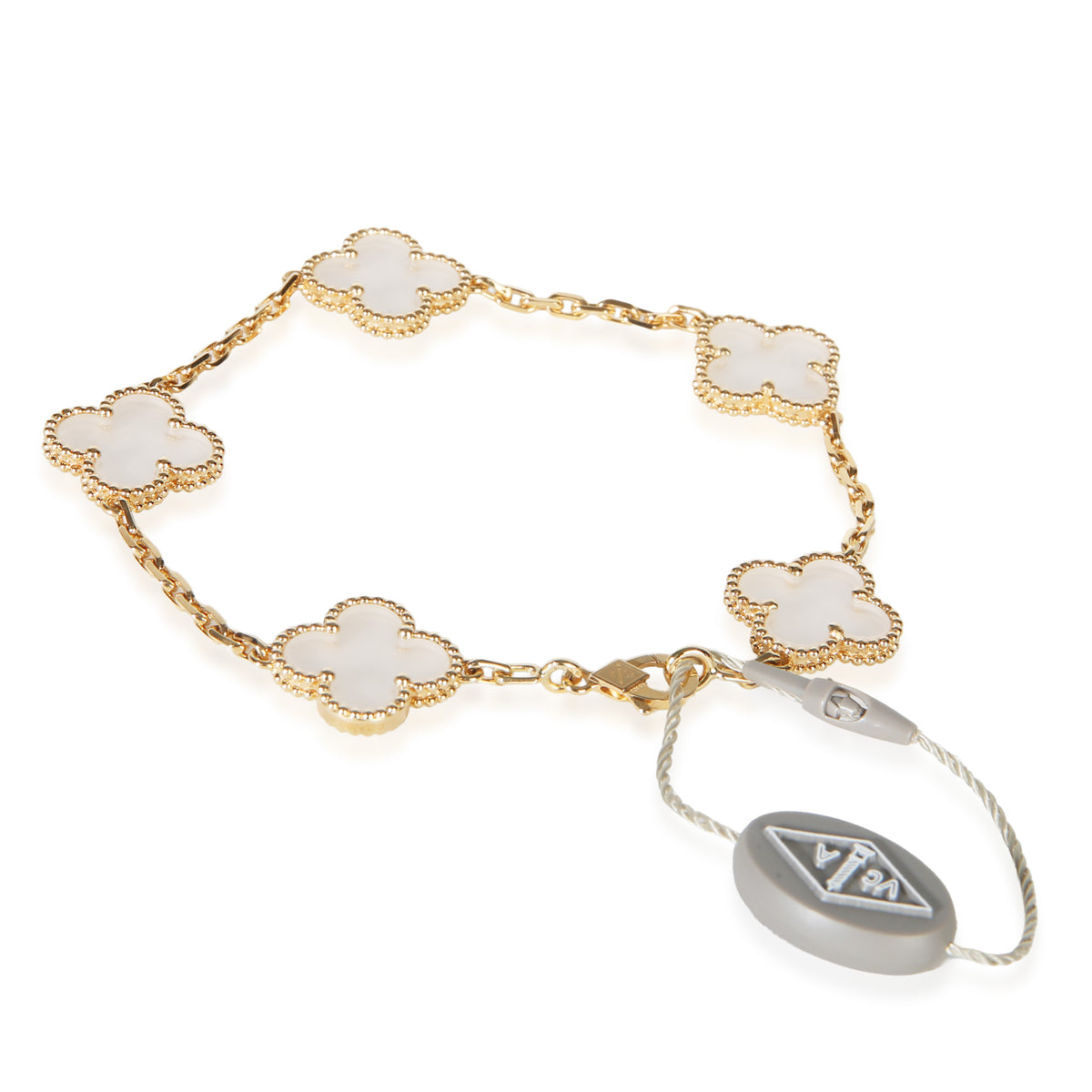Van Cleef & Arpels Yellow Gold Rock Crystal Vintage Alhambra Bracelet bv