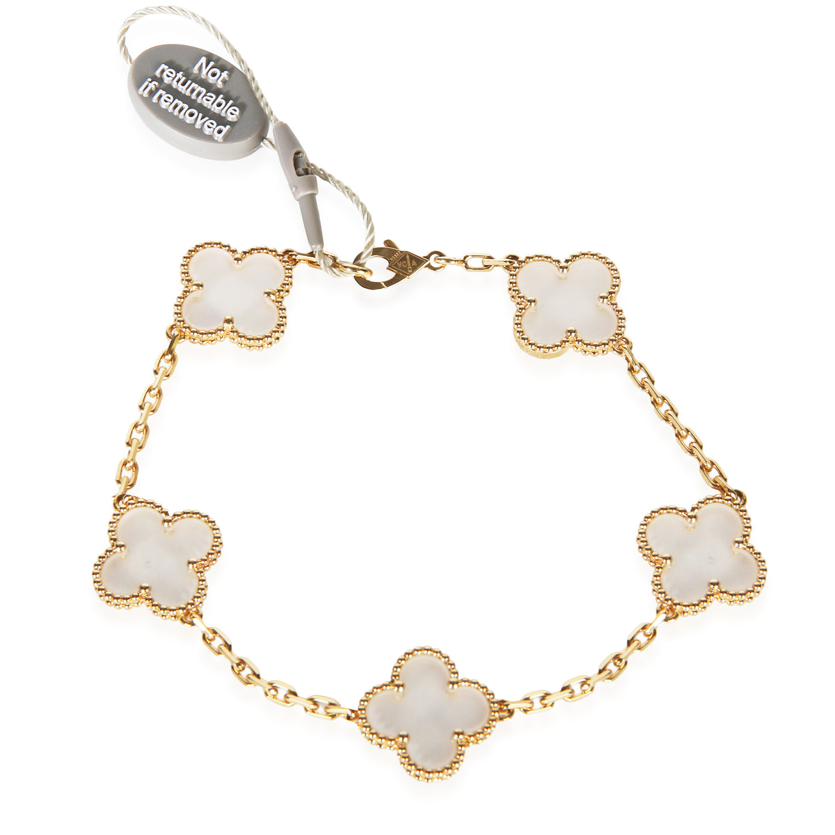 Van Cleef & Arpels Yellow Gold Rock Crystal Vintage Alhambra Bracelet fv