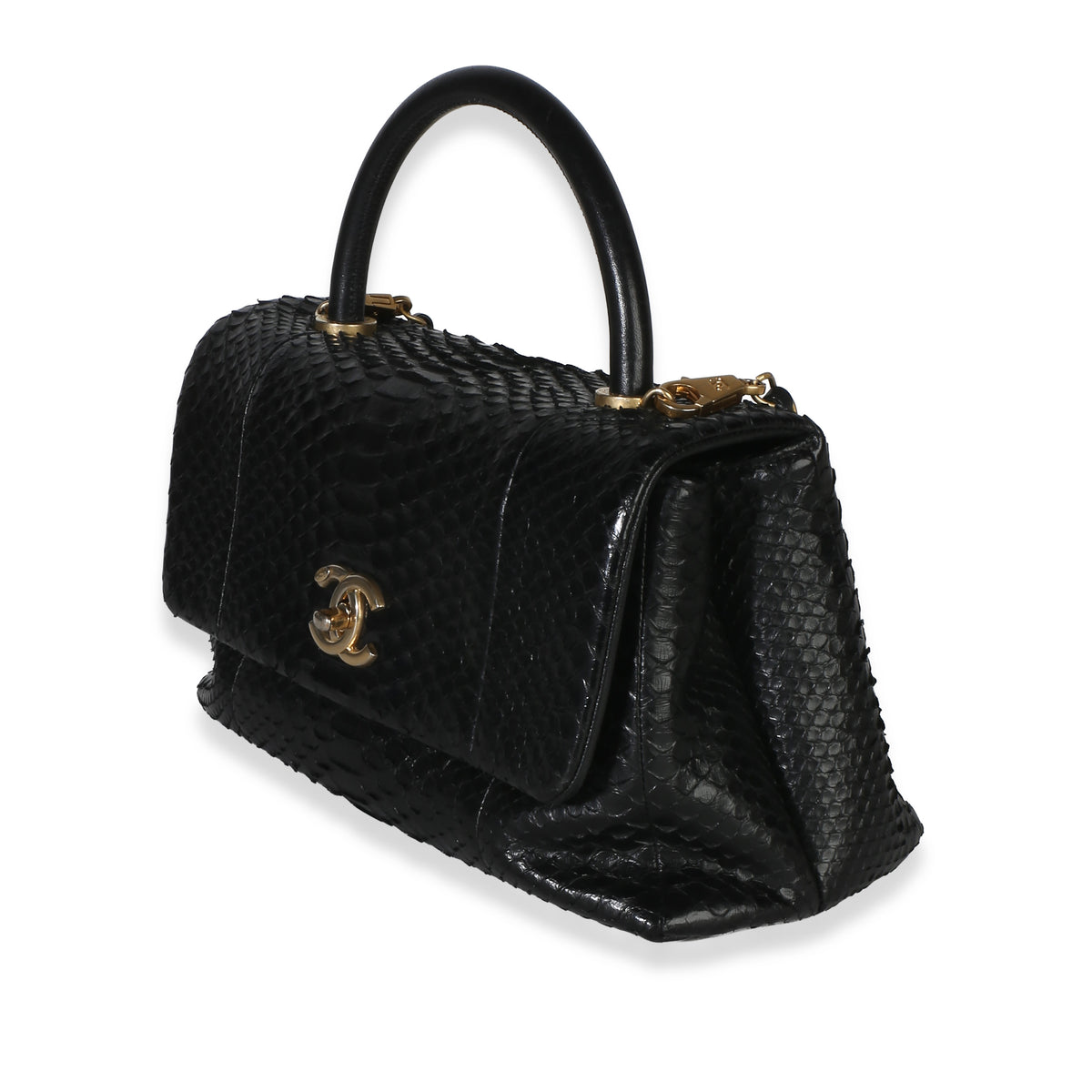 Chanel Black Python Medium Coco Top Handle Bag Handbag 2