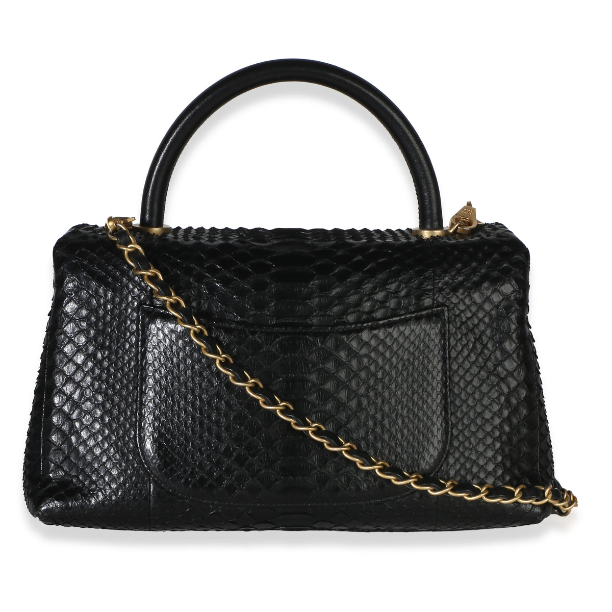 Chanel Black Python Medium Coco Top Handle Bag Handbag 4