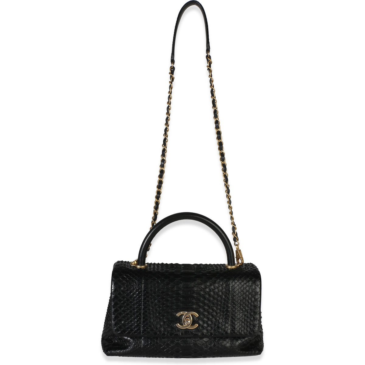 Chanel Black Python Medium Coco Top Handle Bag Handbag 8