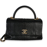 Chanel Black Python Medium Coco Top Handle Bag Handbag fv