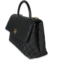 Chanel Black Quilted Caviar Medium Coco Top Handle Bag Handbag 2