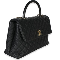 Chanel Black Quilted Caviar Medium Coco Top Handle Bag Handbag 3