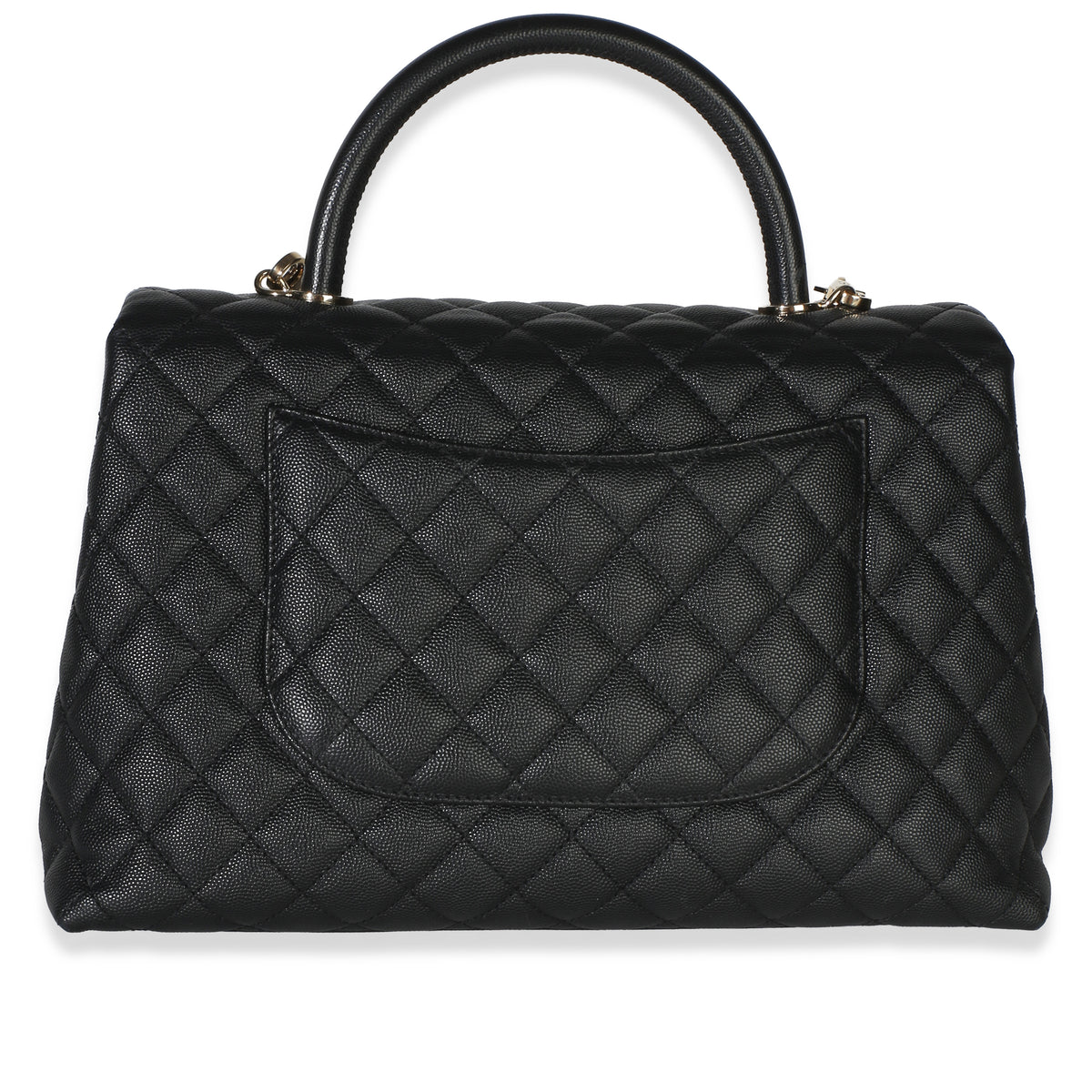 Chanel Black Quilted Caviar Medium Coco Top Handle Bag Handbag 4