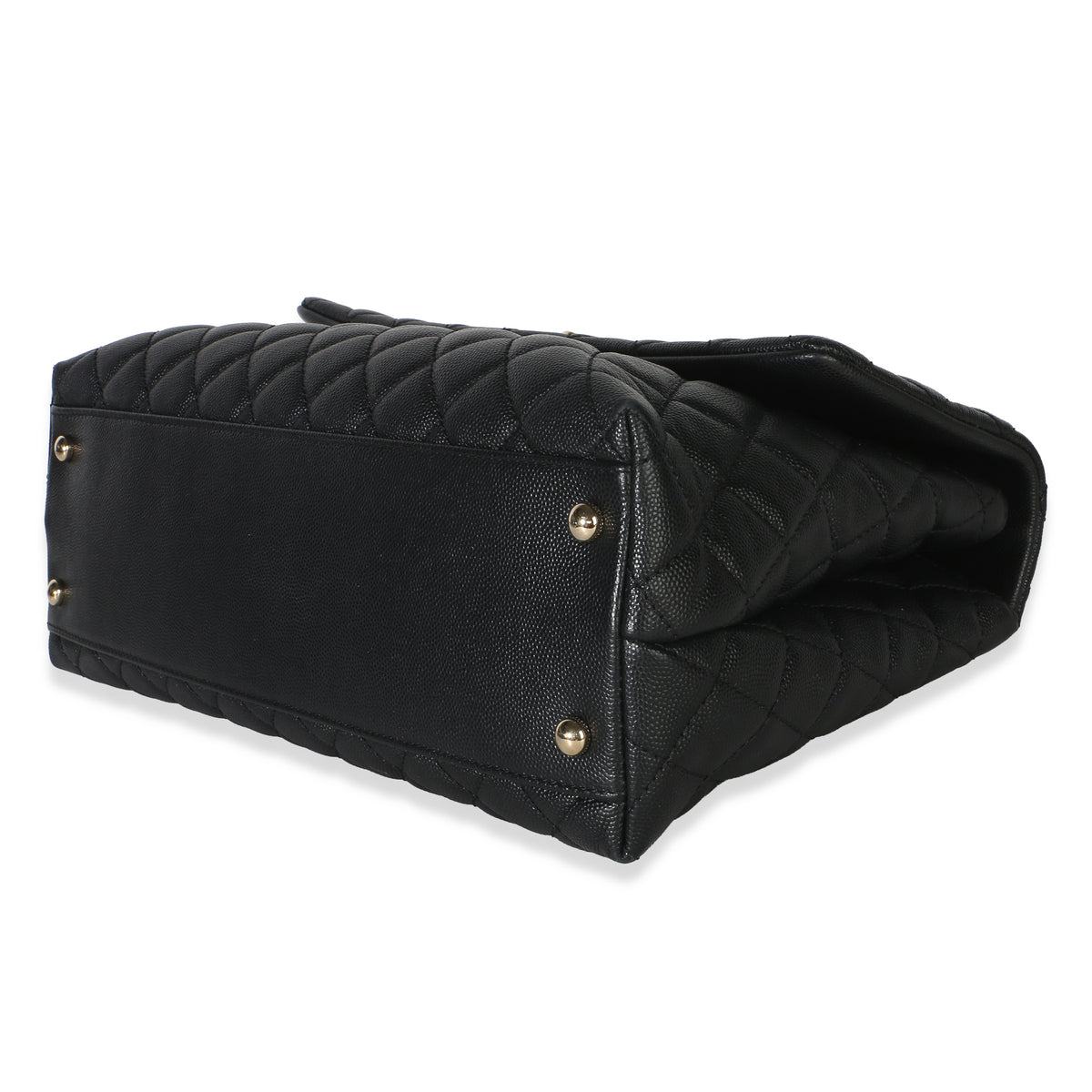 Chanel Black Quilted Caviar Medium Coco Top Handle Bag Handbag 6