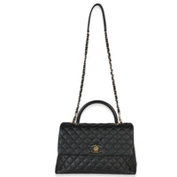 Chanel Black Quilted Caviar Medium Coco Top Handle Bag Handbag 8