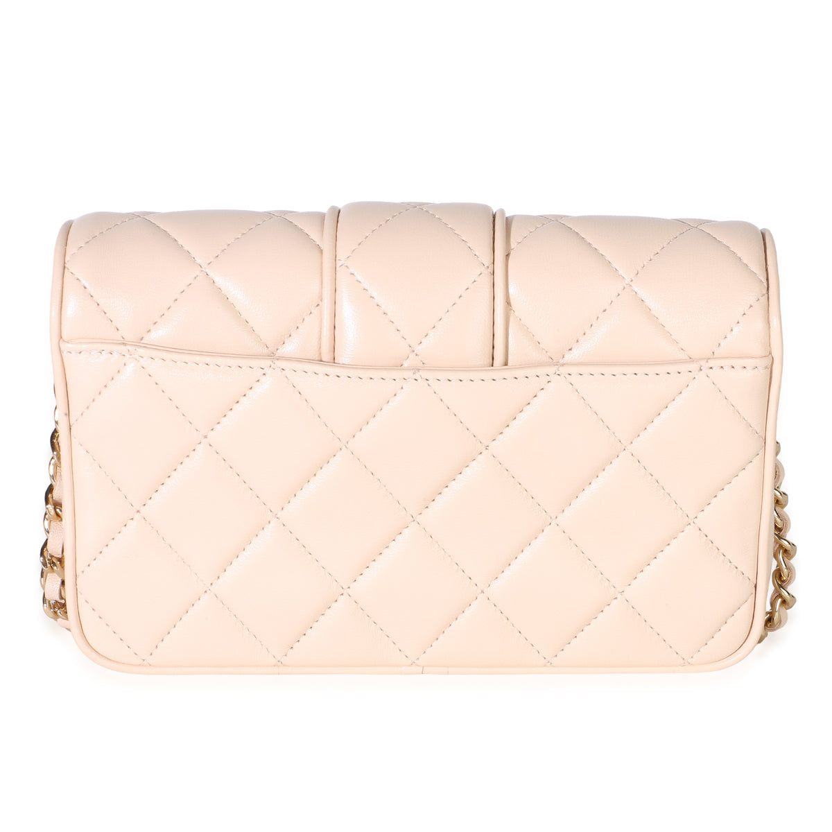 Chanel Pale Pink Quilted Lambskin Mini Tab Flap Bag Handbag 4