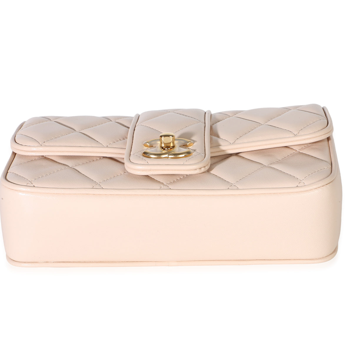 Chanel Pale Pink Quilted Lambskin Mini Tab Flap Bag Handbag 5