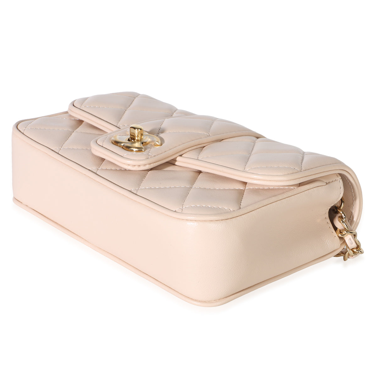 Chanel Pale Pink Quilted Lambskin Mini Tab Flap Bag Handbag 6