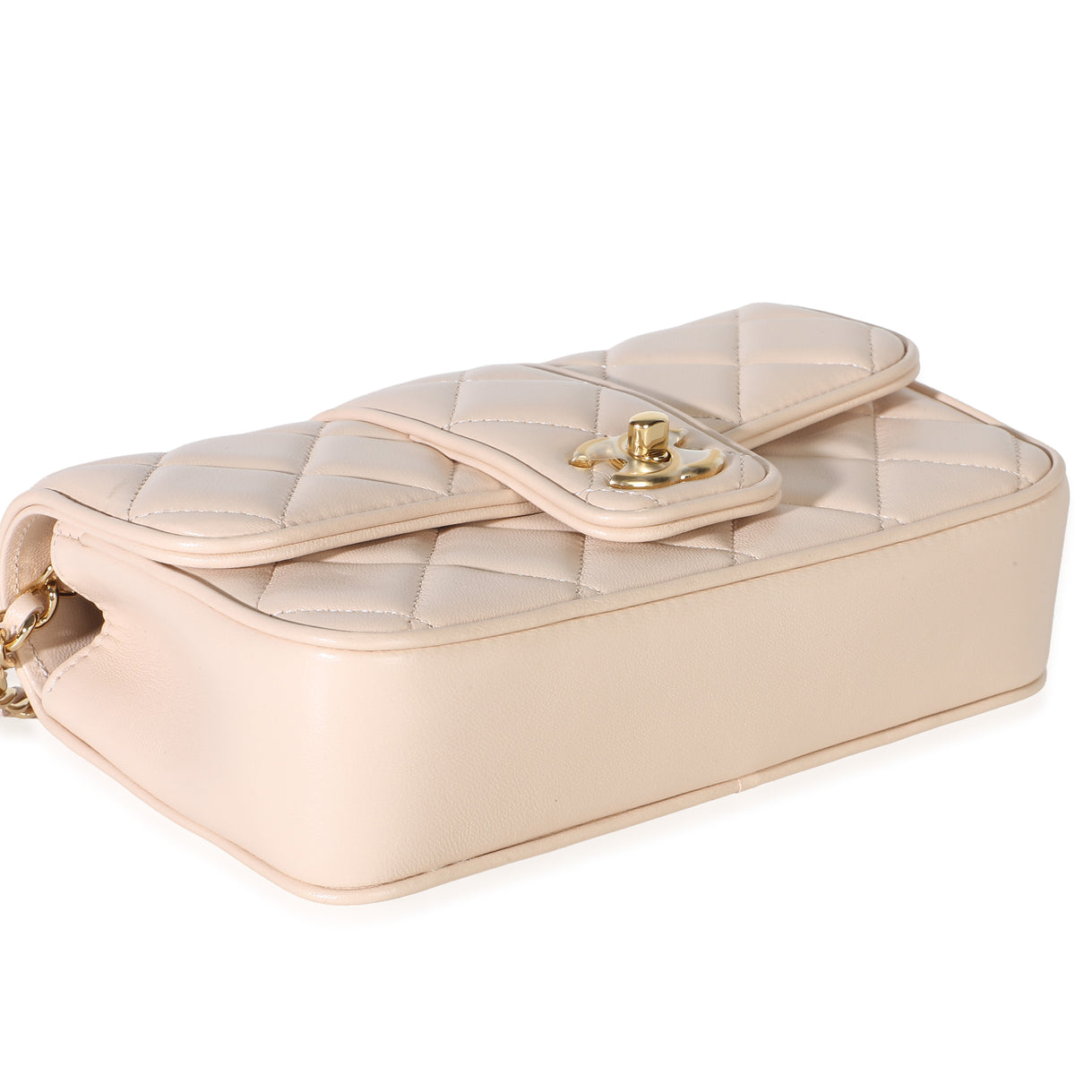 Chanel Pale Pink Quilted Lambskin Mini Tab Flap Bag Handbag 7