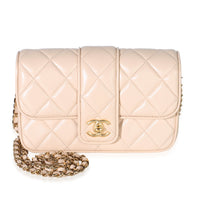 Chanel Pale Pink Quilted Lambskin Mini Tab Flap Bag Handbag fv