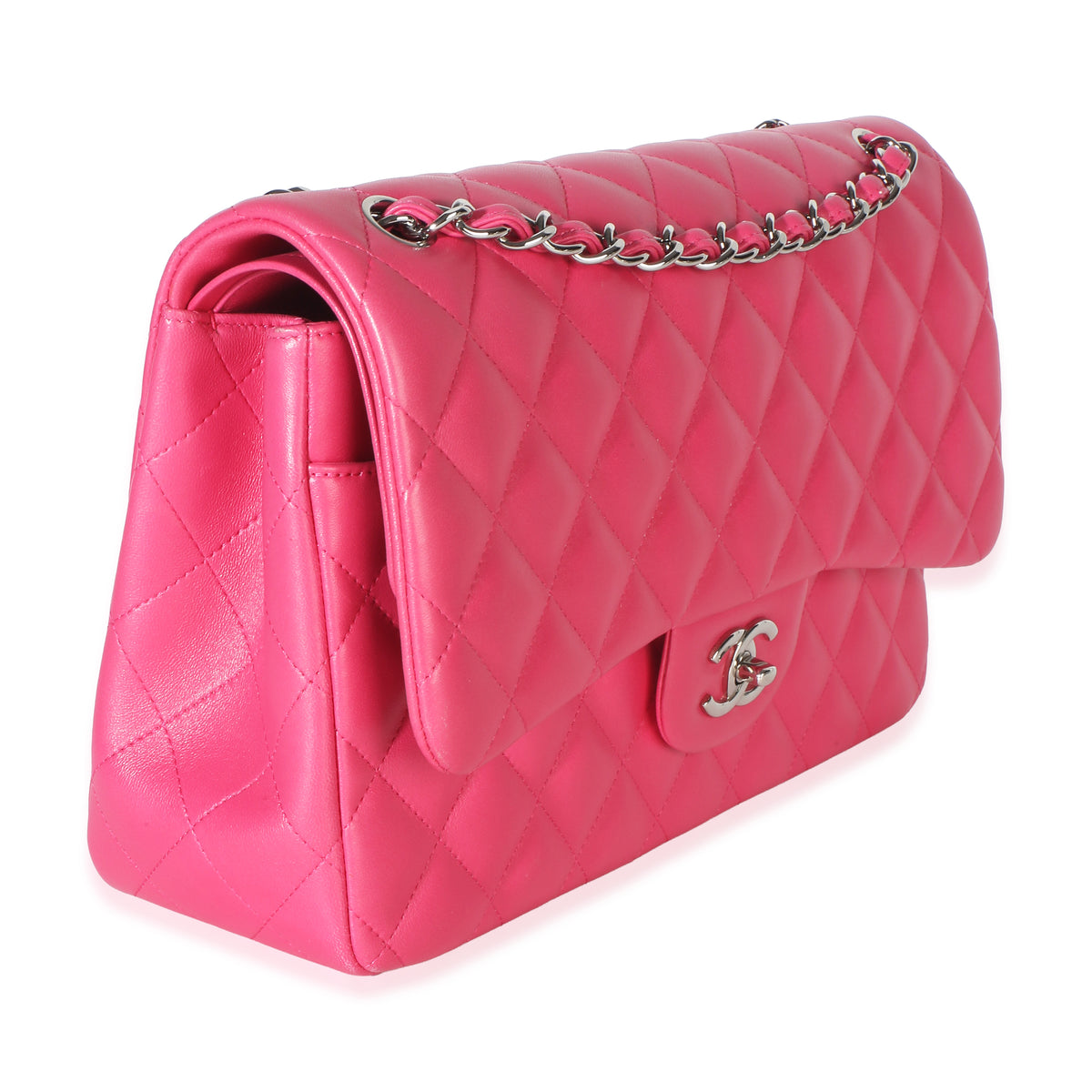 Chanel Pink Quilted Lambskin Jumbo Double Flap Bag Handbag 3