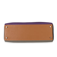 Hermès Ultraviolet Etain Bleu Lin Bleu Orage Gold Clemence Arlequin Retourne Kel Handbag 5