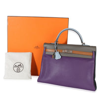 Hermès Ultraviolet Etain Bleu Lin Bleu Orage Gold Clemence Arlequin Retourne Kel Handbag 8
