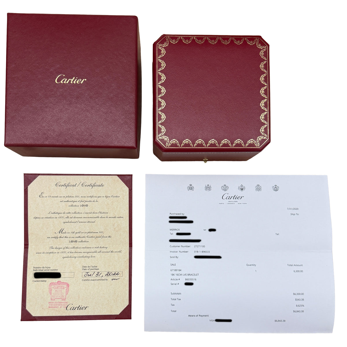 Cartier Yellow Gold Love Bracelet box
