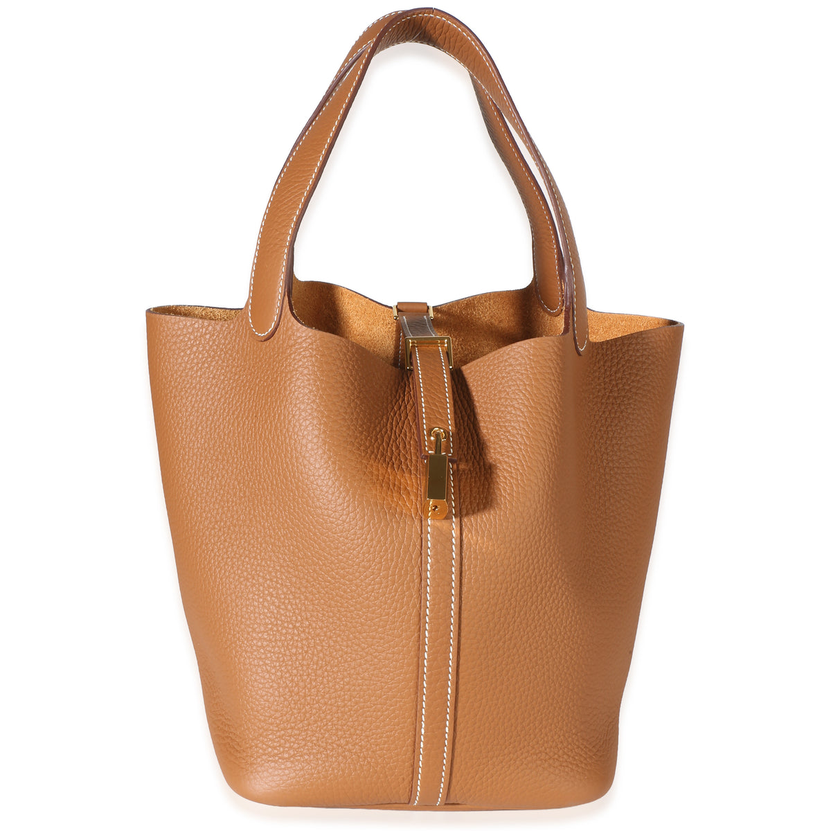 Hermès Gold Clemence Picotin Lock 22 GHW Handbag fv