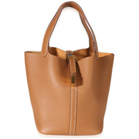 Hermès Gold Clemence Picotin Lock 22 GHW Handbag fv