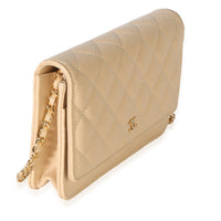Chanel Beige Quilted Caviar Classic Wallet On Chain Handbag 3