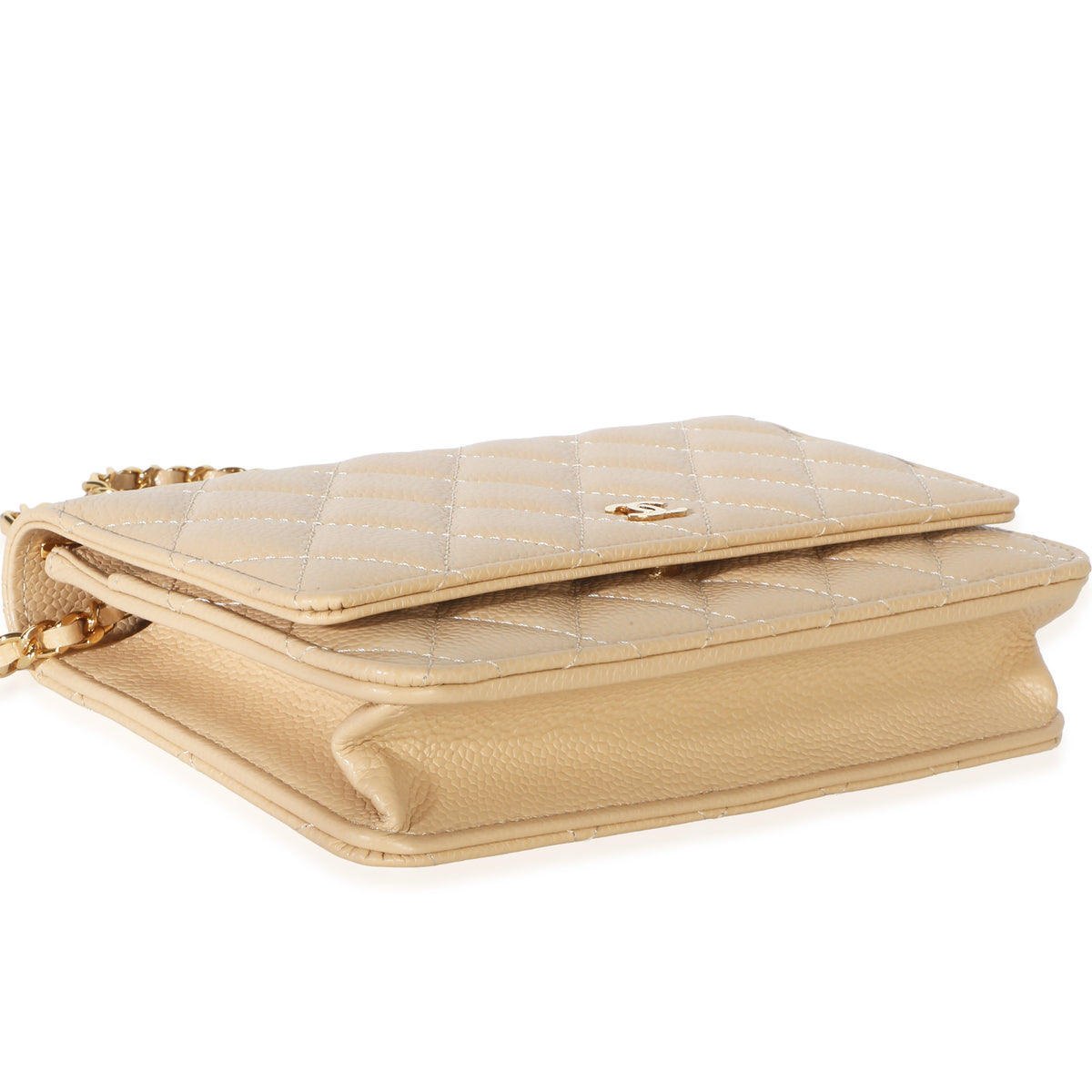 Chanel Beige Quilted Caviar Classic Wallet On Chain Handbag 7