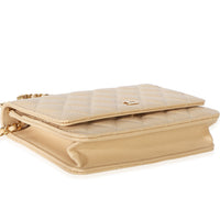 Chanel Beige Quilted Caviar Classic Wallet On Chain Handbag 7