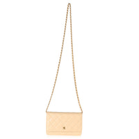 Chanel Beige Quilted Caviar Classic Wallet On Chain Handbag 8