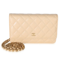Chanel Beige Quilted Caviar Classic Wallet On Chain Handbag fv