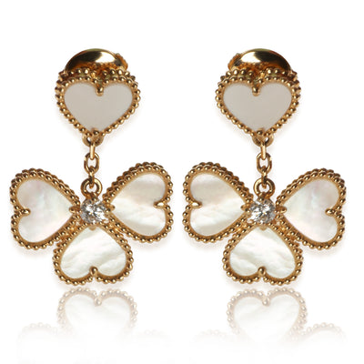 Van Cleef & Arpels Yellow Gold Mother Of Pearl and Diamond Sweet Hearts Earrings fv