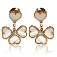 Van Cleef & Arpels Yellow Gold Mother Of Pearl and Diamond Sweet Hearts Earrings fv