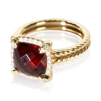 David Yurman Yellow Gold Garnet and Diamond Chatelaine Ring 2