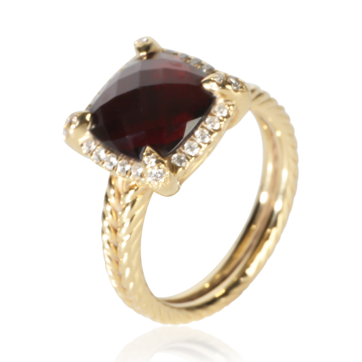 David Yurman Yellow Gold Garnet and Diamond Chatelaine Ring 5