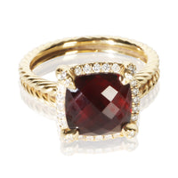 David Yurman Yellow Gold Garnet and Diamond Chatelaine Ring fv