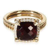 David Yurman Yellow Gold Garnet and Diamond Chatelaine Ring fv