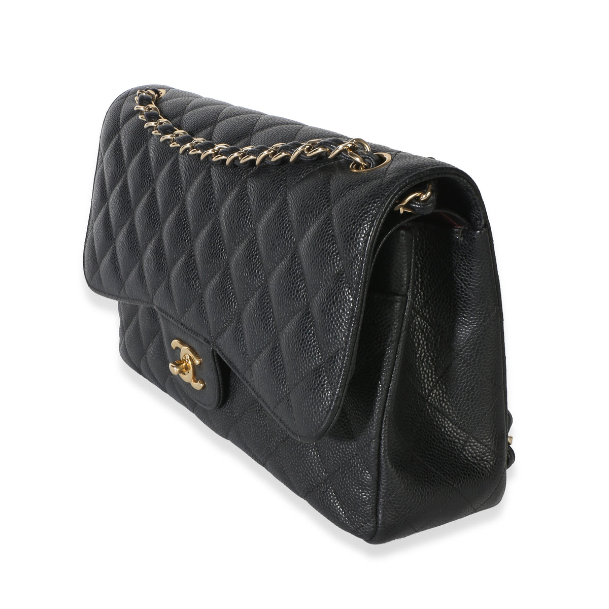 Chanel Black Quilted Caviar Jumbo Double Flap Bag Handbag 2