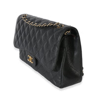 Chanel Black Quilted Caviar Jumbo Double Flap Bag Handbag 2