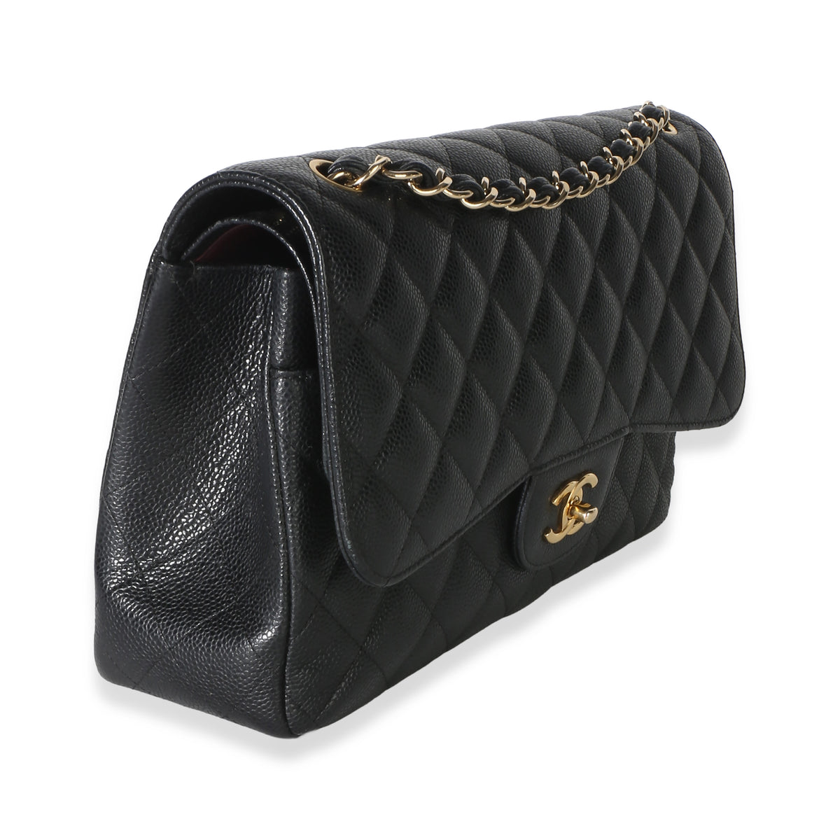 Chanel Black Quilted Caviar Jumbo Double Flap Bag Handbag 3