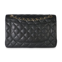 Chanel Black Quilted Caviar Jumbo Double Flap Bag Handbag 4