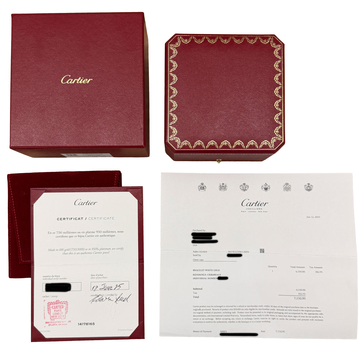 Cartier White Gold Medium Model Love Bracelet box