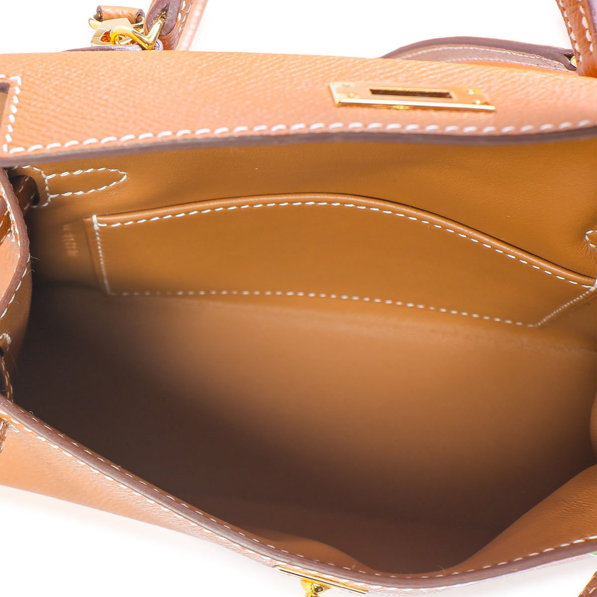 Hermès Gold Epsom Sellier Mini Kelly II 20 GHW Handbag 11