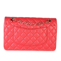Chanel Red Quilted Caviar Medium Classic Double Flap Bag Handbag 4