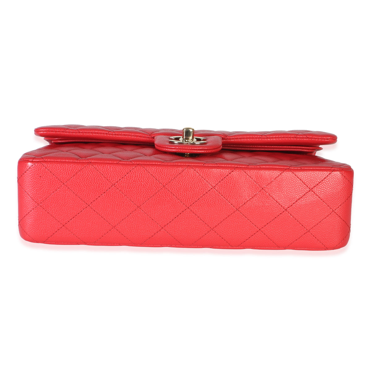Chanel Red Quilted Caviar Medium Classic Double Flap Bag Handbag 5