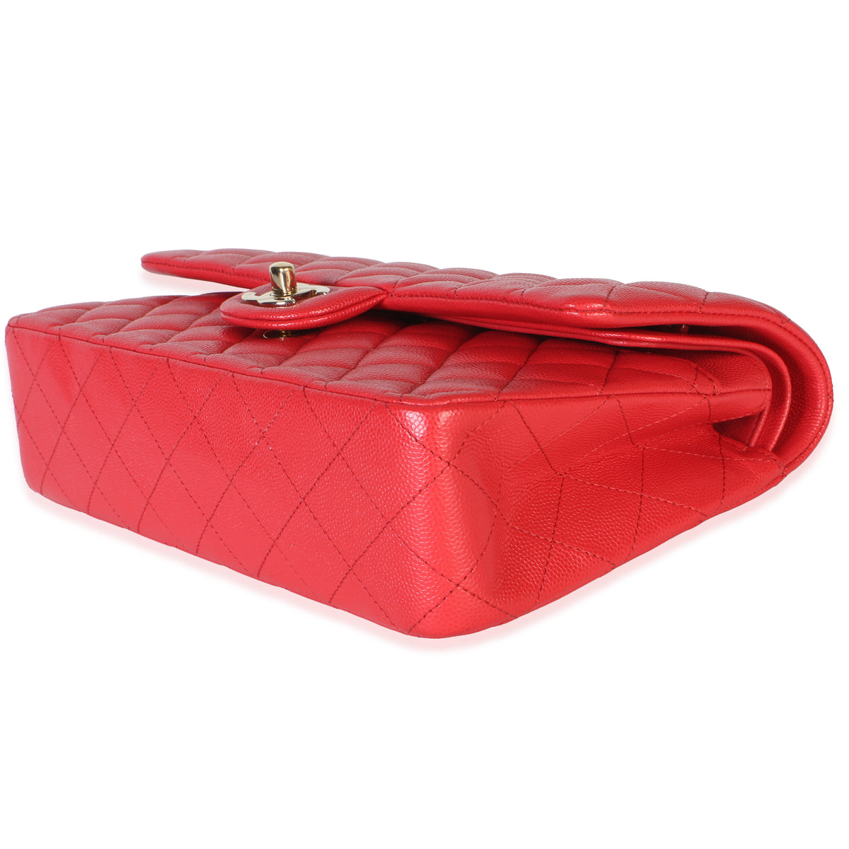Chanel Red Quilted Caviar Medium Classic Double Flap Bag Handbag 6