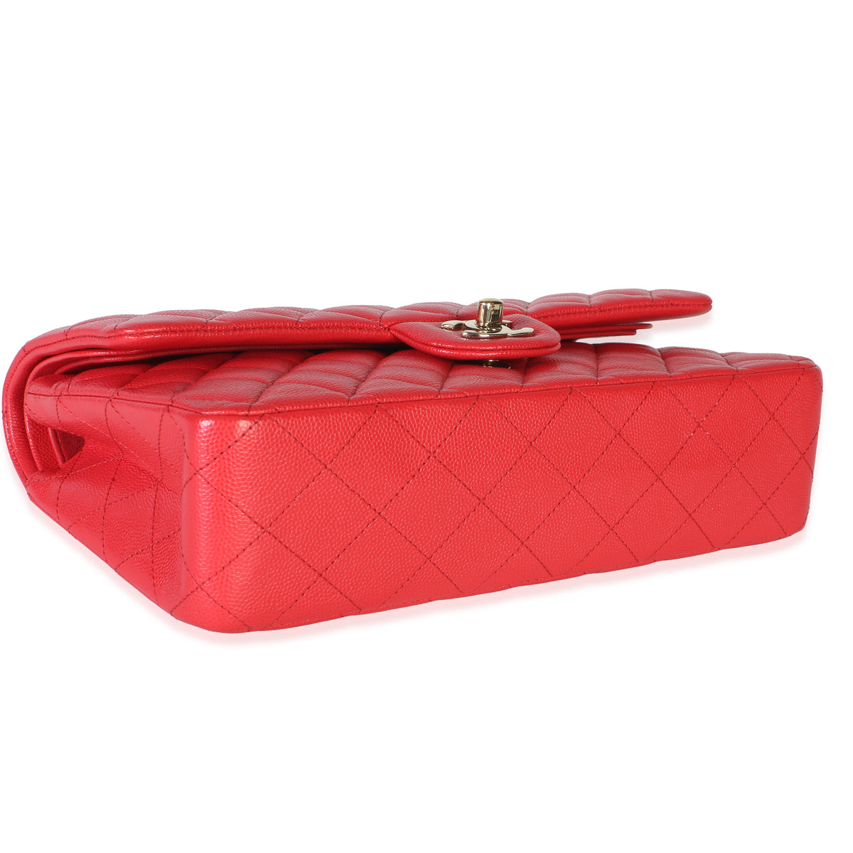 Chanel Red Quilted Caviar Medium Classic Double Flap Bag Handbag 7