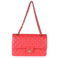 Chanel Red Quilted Caviar Medium Classic Double Flap Bag Handbag 8